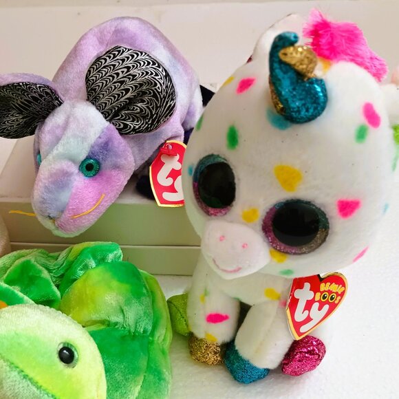 Ty Beanie Babies Lot of 4 NWT Squirmy , Rat, Harmonie, Neon Year 1997-2000 - Picture 3 of 8